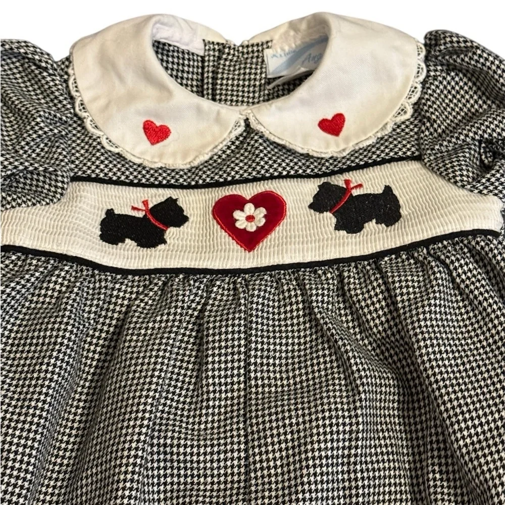 Monochrome Checkered One Piece with Heart/Dog Accents